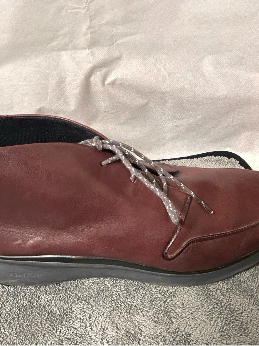 Cole Haan Men's Burgundy Leather Lace-Up Boots
